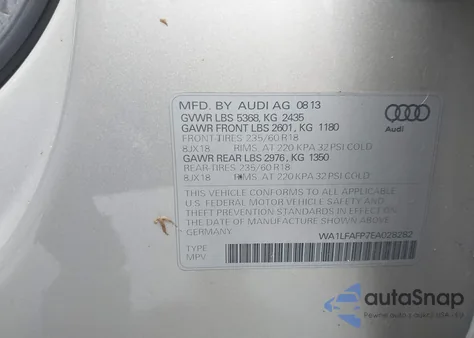 2014 Audi Q5 2.0T Premium from USA, damaged, VIN WA1LFAFP7EA028282